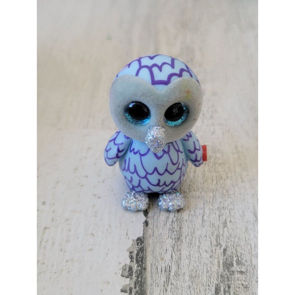 Ty Beanie Baby purple owl toy figure glitter